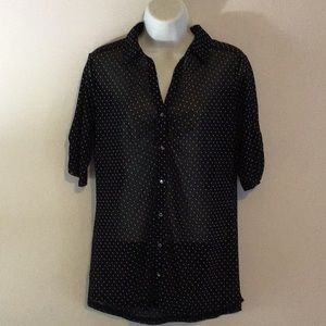 Shear pocadot blouse